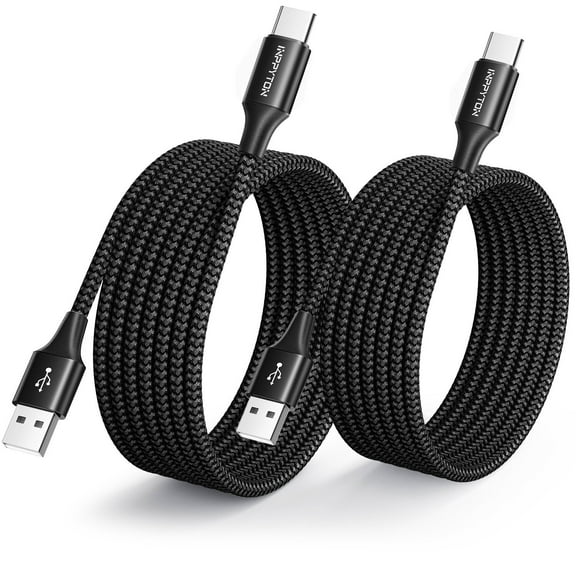 2-Pack 8ft USB A to USB C Cable, Premium Nylon Braided USB to C Cable Fast Charging Cord, 60W Long USB to USB C Cable for iPhone 17/16/15, Samsung Galaxy S25/S24/S23, LG Moto Pixel Switch, Black