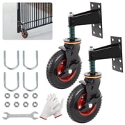 2 Pack 8inch Gate Wheel with Brake Moves Smoothly Fence Gate Wheel, 600Lb Capacity 360 Degree Rotation Gate Wheels for Wooden Metal Tube Gate Spring Loaded Farm Garden Caster Nuts Wrench Gloves