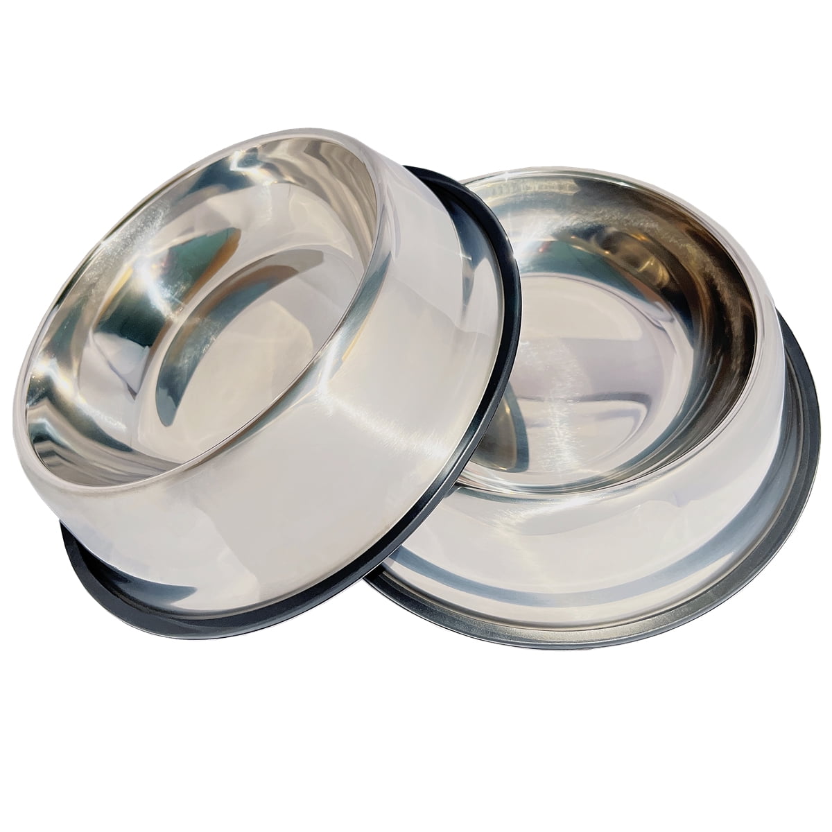 2Pack 8oz Stainless Steel Dog Bowls with Rubber Bases, Pet Bowls for