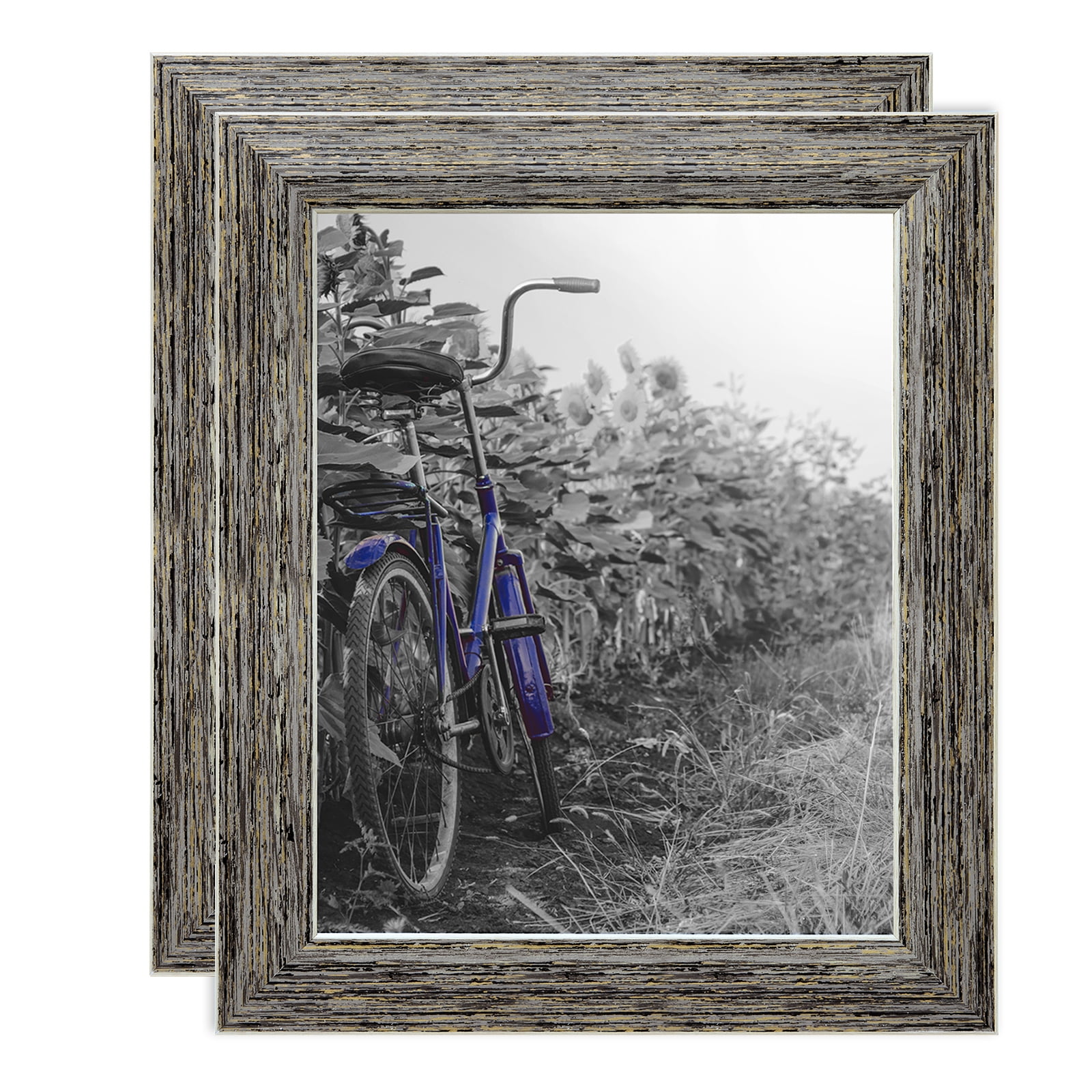 Americanflat 2 PK 8x10 Picture Frame with Glass rustic easel table elegant design photos statement favorite - Tan