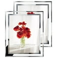 2 Pack 8x10 Clear Glass Photo Frames with Mirrored Edges for Desktop