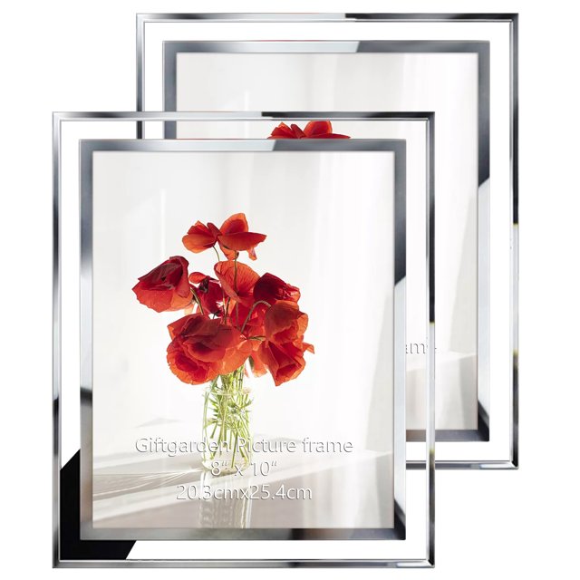 2 Pack 8x10 Picture Frame, Clear Glass Photo Frames Desktop for Bedroom