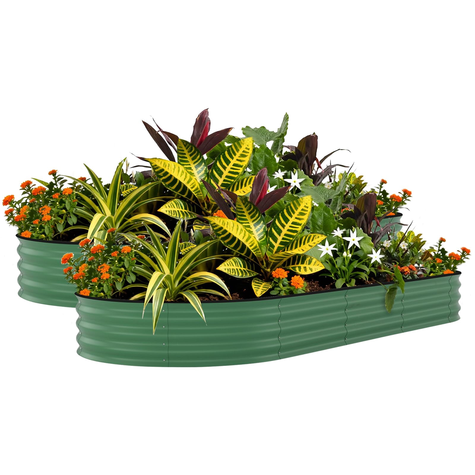 2-Pack 8x4x1.5ft Galvanized Raised Garden Beds – Rust-Resistant, Easy-Assembly Planters for Veggies & Flowers –Yard & Outdoor Gardening-Green Metal for Patio