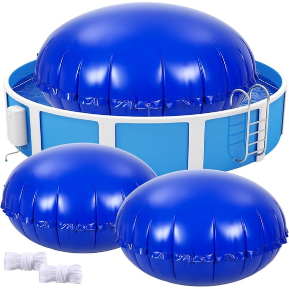 2 Pack 8x8 FT Pool Pillows for Above Ground Pools Inflatable Air Pillows Float with 32 FT Ropes, Cold-Resistant PVC Swimming Pools Balloon Cover Winterizing Closing Winter Kit Ice Equalizer