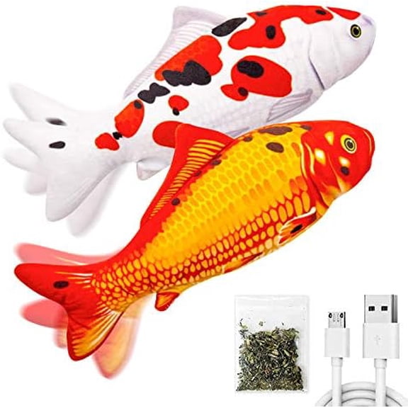 2 Pack 9" Floppy Fish Cat Toys with SilverVine and Catnip for Indoor Cats for Small Dogs Interactive Automatic Flopping Fish Cat Kicker Toys for Cats Puppy Small Dog