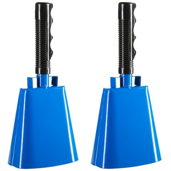 Blue Panda Cowbells for Sporting Events - 9.5-Inch Blue Cowbell with Handle, Pack of 2 - Sports Noise Makers for Football & Soccer