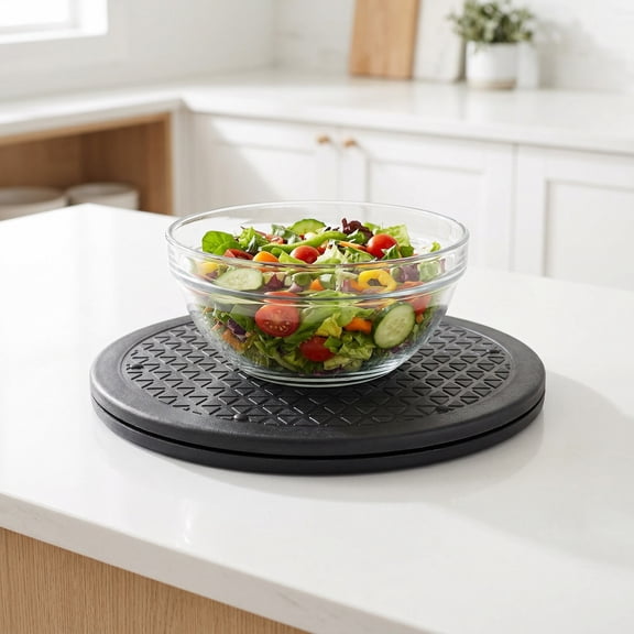2 Pack 9.8 Inch (25cm) Lazy Susan Turntable Organizer, Non-Skid Rotating Tray for Cabinet, Desk, and Countertop