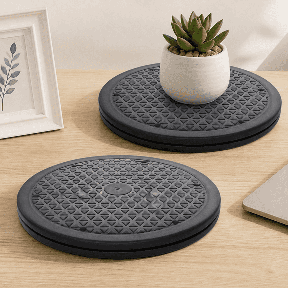 2-Pack 9.8 Inch Rotating Turntable Organizer Non-Slip Lazy Susan Tray with Smooth 360 Spin, Low-Profile Design for Cabinets, Desks, Countertops, and Shelves