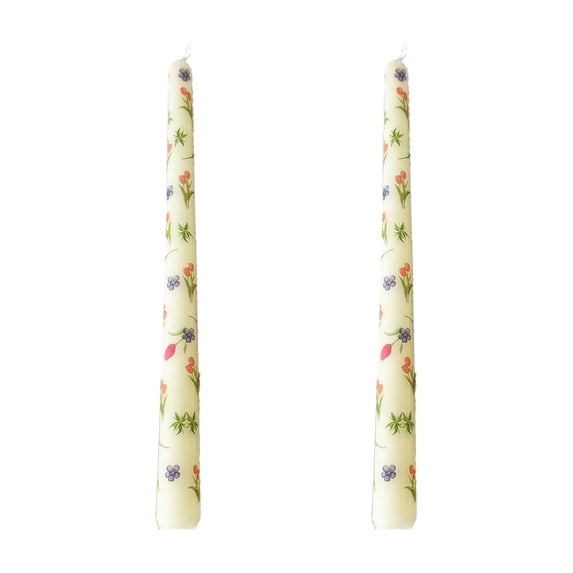 2 Pack 9.84 Inch Taper Candles,Flower Pattern Candles,Unscented,Dripless,Unsmoke, Long Burning,Tall Taper Candle Sticks for Dinner Wedding Birthday Home Decoration (Yellow)