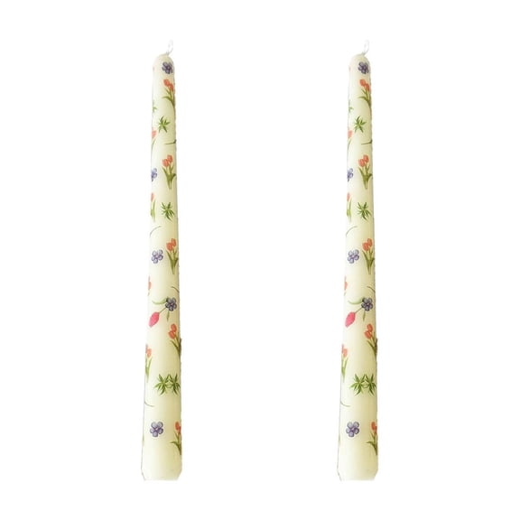 2 Pack 9.84 Inch Taper Candles,Flower Pattern Candles,Unscented,Dripless,Unsmoke, Long Burning,Tall Taper Candle Sticks for Dinner Wedding Birthday Home Decoration (Yellow)