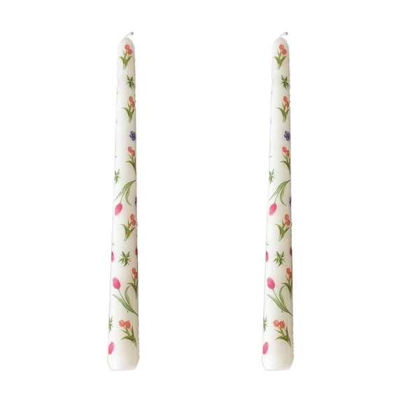 2 Pack 9.84 Inch Taper Candles,Flower Pattern Candles,Unscented,Dripless,Unsmoke, Long Burning,Tall Taper Candle Sticks for Dinner Wedding Birthday Home Decoration (White)