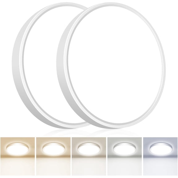 2-Pack 9 Inch Flush Mount LED Ceiling Light, 5CCT Selectable (3000K-6500K), 18W 2200LM Bright Ceiling Light Fixture, Ultra-Thin Round Surface Mount Lamp for Hallway Bathroom Bedroom Kitchen