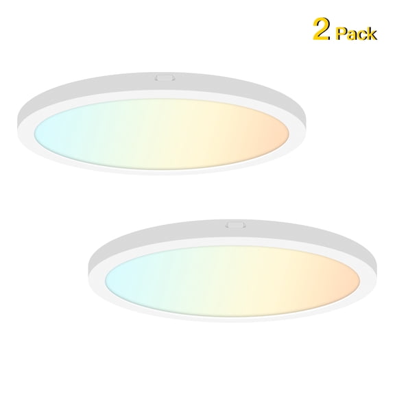 2 Pack 9 Inch LED Ultra Thin Round White Flush Mount Lights with White Finish - Kitchen, Bedroom, Hallway, Porch