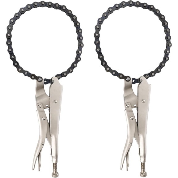 2 Pack 9 Inch Locking Chain Clamp with 20" Chain, Heavy Duty Chain Vise Grip, Locking Chain Pliers Chain Vise Wrench for Any Shaped Objects