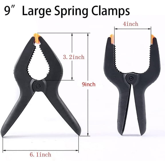 2 Pack Of 9 Large Spring Clamps Heavy Duty Nylon Muslin Woodworking Clamps Photo Studio Backdrops Backgrounds Clamps Set, the Jaws Have a Maximum Opening of 4"