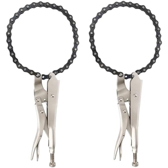 2 Pack 9" Locking Chain Clamp with 20" Chain, Heavy Duty Chain Vise Grip, Locking Chian Pliers Chain Vise Wrench for Any Shaped Objects$$