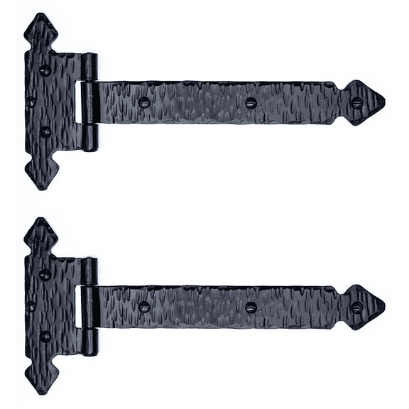 2 Pack 9 inch Decorative Hinges Black Gate Hinges Wrought Iron Hinges Flush Mount Western Style Hinges Gate Hardware Cast Iron Strap Hinge The Jamestown Series by Borderland Rustic Hardware
