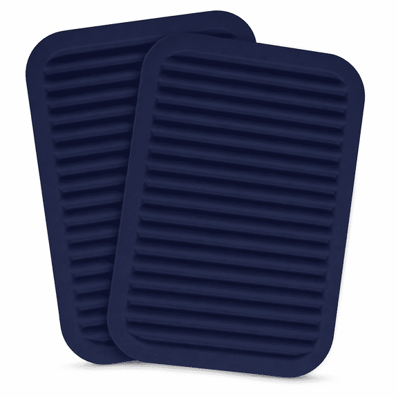 2 Pack 9"x12" Navy Blue Silicone Trivets Heat Resistant Hot Pads for Kitchen Counter