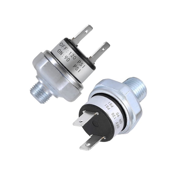 2 Pack 90-120 PSI Air Pressure Switch, 1/4"-18 NPT DC 24V 12V