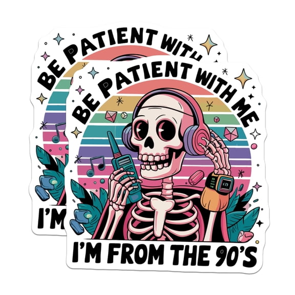 (2 Pack) 90s Skeleton Magnets - Retro Vibes Funny Patient - Old School Nostalgia Refrigerator Locker Accessory - 5 Inches On Longest Side - Thick Durable Magnet - Made in USA - MAG21732