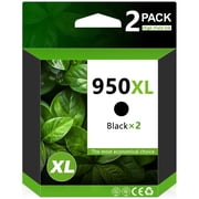 2 Pack 950XL Black Ink Cartridges Compatible for HP950 Black Ink Cartridges for Officejet Pro 8200 8600 8610 Printer