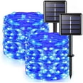 thumbnail image 1 of 2 Pack 98FT 100LEDs Solar Powered String Lights Copper Wire Fairy Light Waterproof for Home, Garden, Party, Path, Lawn, Wedding, Christmas, DIY Decoration,Blue, 1 of 10