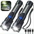 thumbnail image 1 of 2 Pack 990000000Lumen Super Bright LED Flashlight Tactical Rechargeable Work Lights, 1 of 11