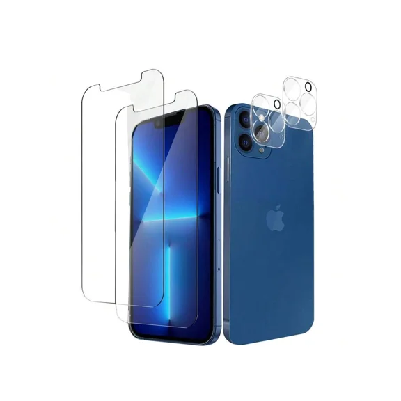 2 Pack 9H Hardness Tempered Glass Privacy Screen Protector & 2 Pack Camera Lens Protector For IPhone 13 Mini/13/13 Pro/13 Pro Max