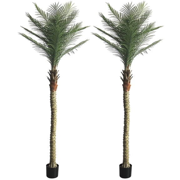 2-Pack 9ft Tall Artificial Palm Trees for Outdoors - Large Phoenix Palm, UV-Resistant, Large Fake Sago Palm Trees - Perfect for Patio, Poolside & Indoor Home Dcor