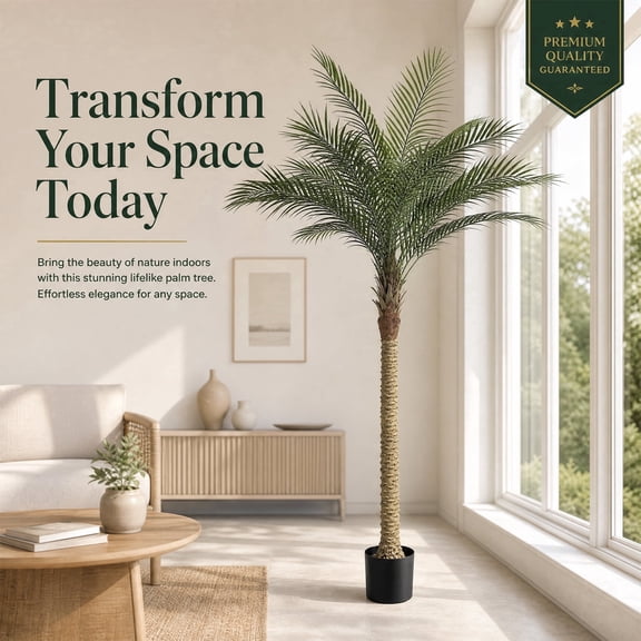 2-Pack 100inch Tall Artificial Palm Trees for Outdoors - Large Phoenix Palm, UV-Resistant, Large Fake Sago Palm Trees - Perfect for Patio, Poolside & Indoor Home Dcor