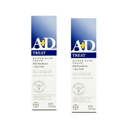 2 Pack A+D Diaper Rash Cream with Aloe Diaper Rash Cream 4 Oz Each