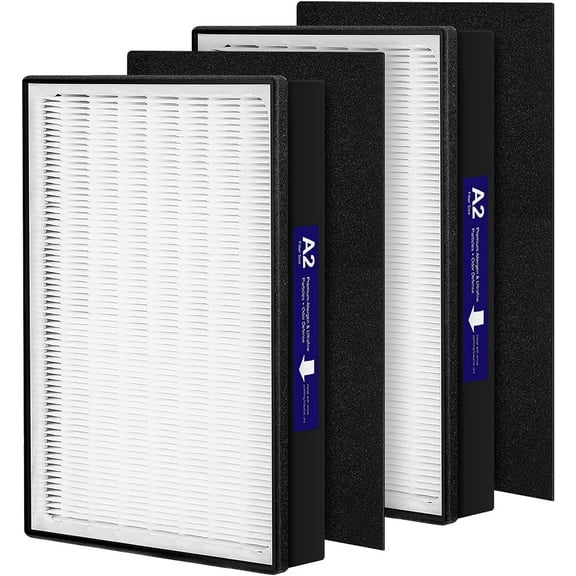 2 Pack A2 Replacement Filter Compatible with 3M Filtrete Room Air Purifier Models FAP-C02-A2, FAP-C03-A2, FAP-T03-A2, Part # 1150101