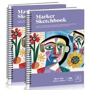 Hapric Marker Paper Pad Sketch Book, 9x12 inch, 50 Pages, 2 Count, 2 Pack