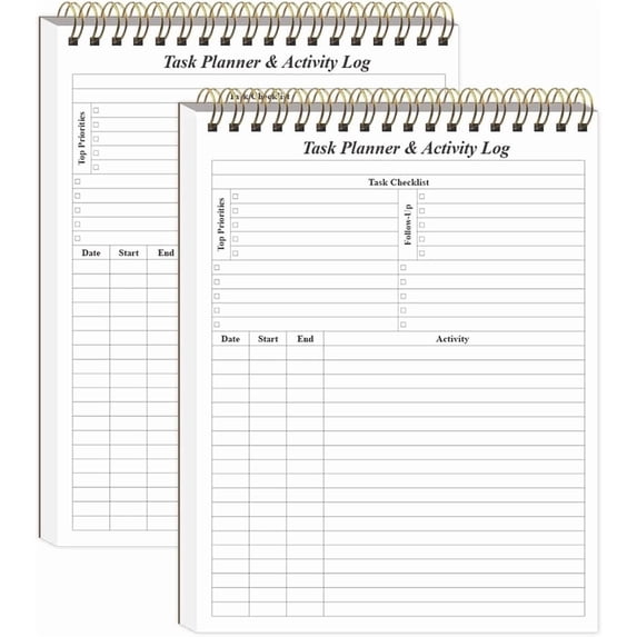 Packing List Printable (2-Pack) A4 Task Planner & Activity Log Notepad - 8.5