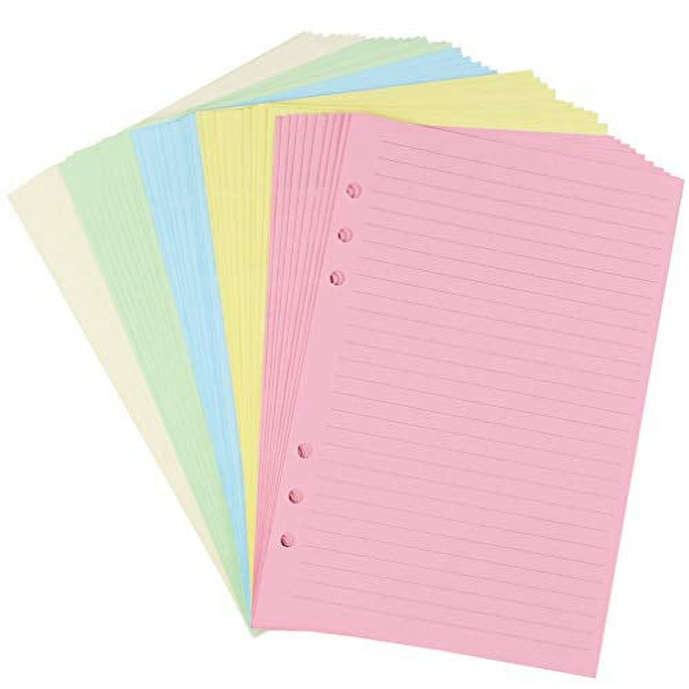 2 Pack A5 Colorful 6Hole Punched Ruled Refills Inserts for Personal