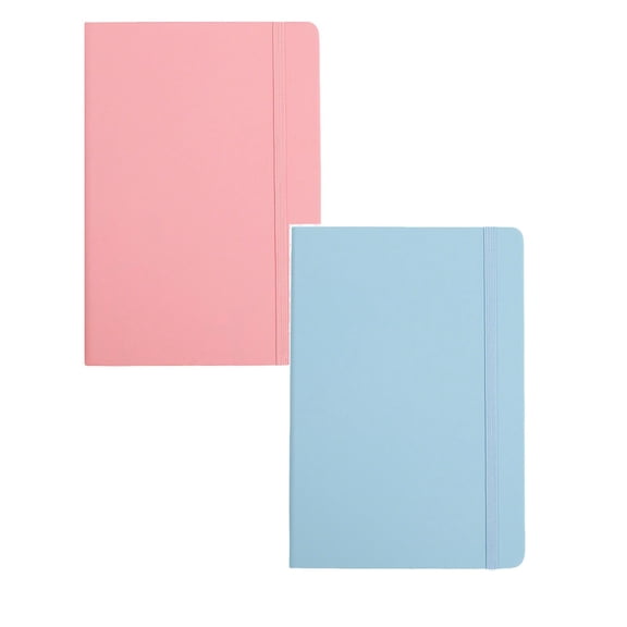 2-Pack A5 Hardcover Notebook with Pen Loop, Lined Pages 80 Sheets 160 Pages per Book, Large Pocket Journal for Daily Notes and Writing - Assorted
