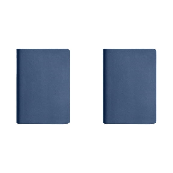2 Pack A7 Blue PU Leather Pocket Notebook,100 Sheets Per Book Mini Hardcover Journal for Daily Memo,Meeting Notes,Expense Tracking and Portable On-the-go Writing,Compact Pocket Size Notepad Set