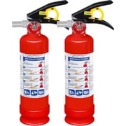 2 Pack ABC Dry Chemical Fire Extinguishers with Mount, 2.5 lb 1A10BC Rating for Home, Vehicle, Boat, Quick Release Handle, Compact & Portable Dry Powder Extinguisher