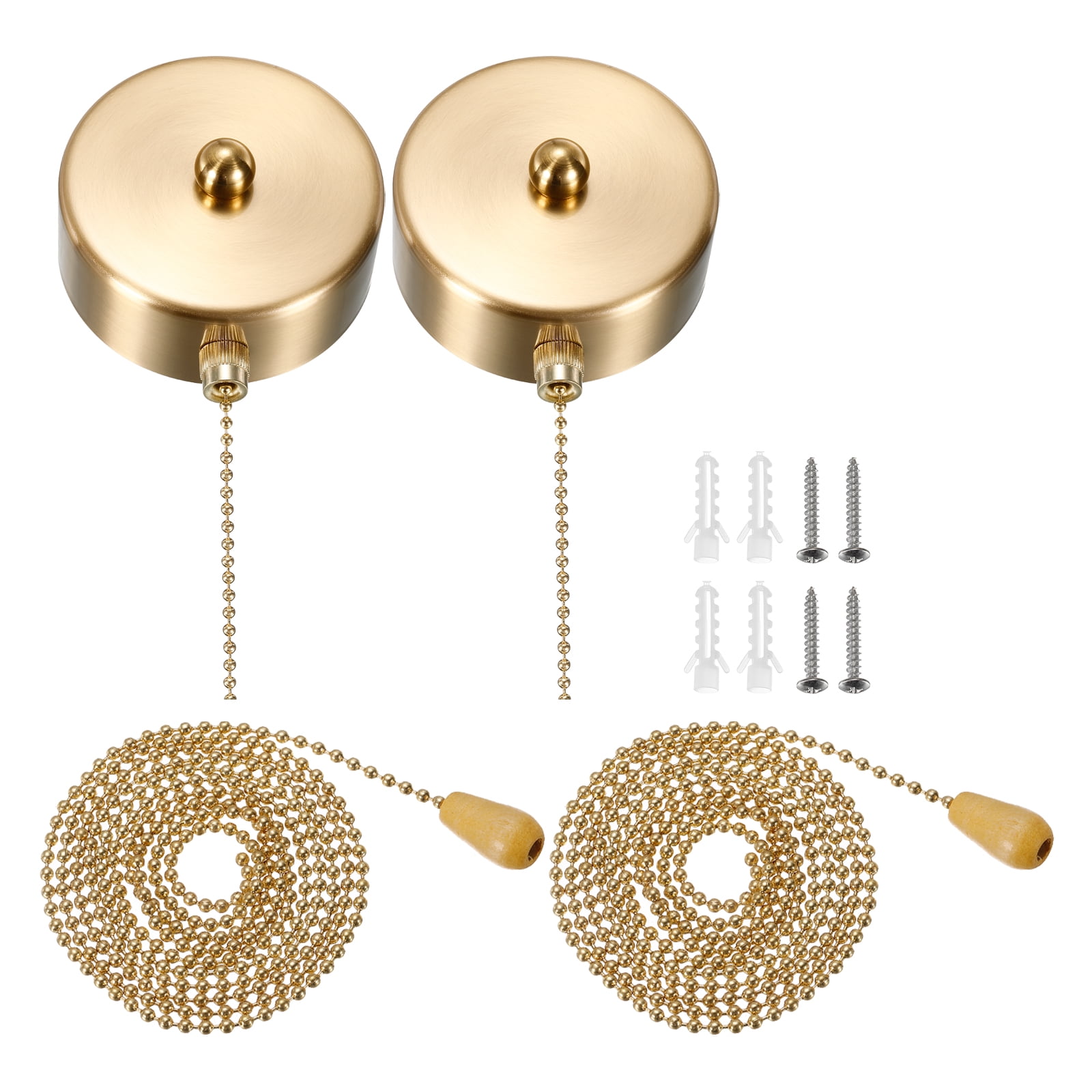 2 Pack AC 125/250V Pull Chain Switch Copper Tone On/Off Ceiling Fan ...