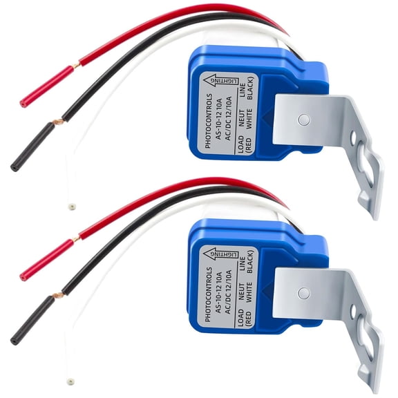 2 Pack AC DC 12V 10A Auto On Off Photocell Light Switch Dusk To Dawn Photoelectric Control Sensor