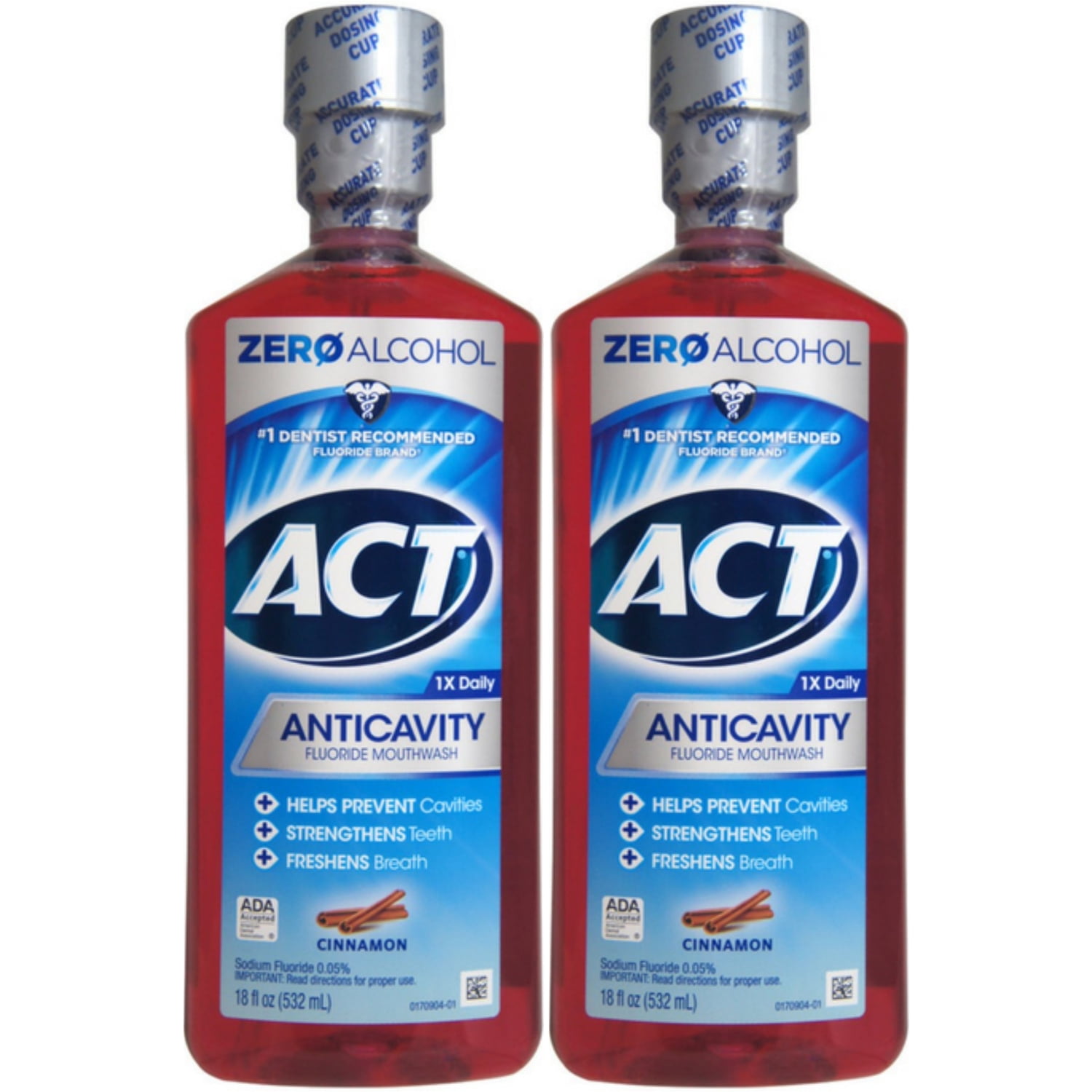 2 Pack - ACT Anticavity Fluoride Rinse Cinnamon 18 oz Each