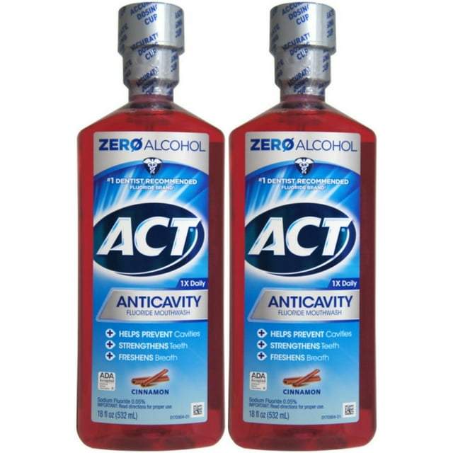 ACT 2 Pack Anticavity Fluoride Rinse, AlcoholFree Cinnamon Mouthwash