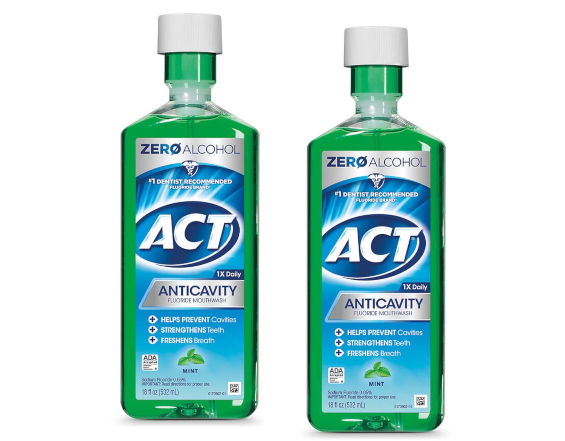 2 Pack ACT Anticavity Fluoride Rinse Mint 18 oz Each
