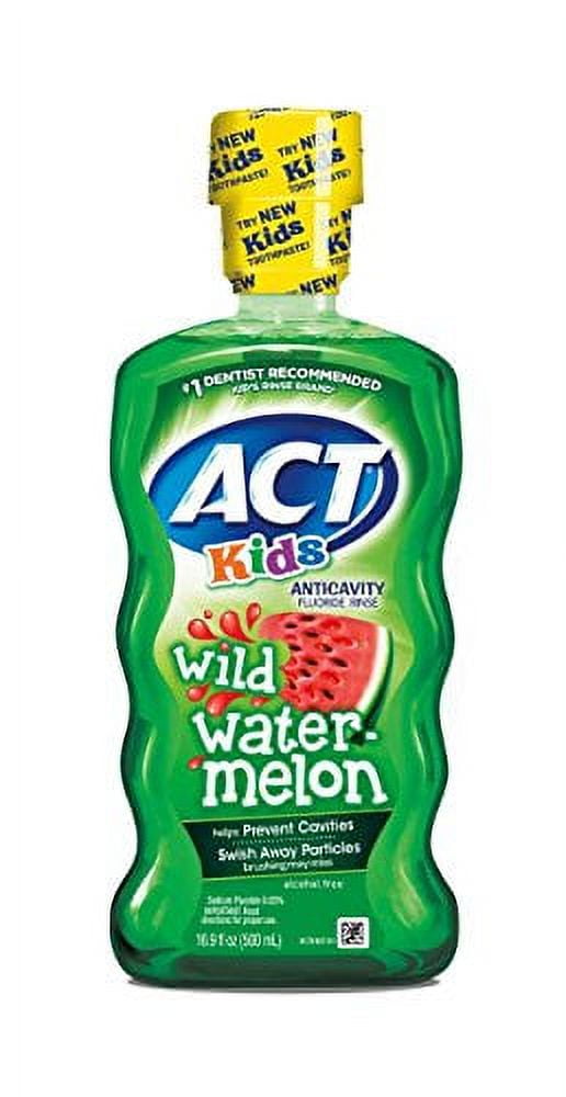 2 Pack ACT Kids Anticavity Fluoride Mouthwash Rinse Wild Watermelon 16.9 Oz each
