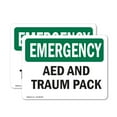 thumbnail image 1 of (2 Pack) AED And Trauma Pack OSHA Emergency Sign 18 Inch X 12 Inch Indoor / Outdoor Rust-Free Aluminum Metal Signs for Workplace, Workshop, and Construction Site, Made in the USA, 1 of 8