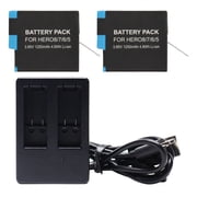 2-Pack AHDBT-801 Battery & 1 Charger Replacement for GoPro HERO8 Black Camera - Compatible with SPJB1B Fully Decoded Battery & Charger