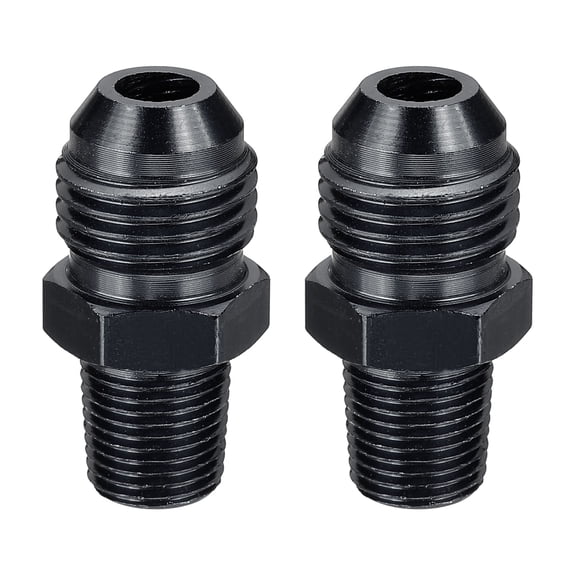 2 Pack 6AN Male Flare to 1/8" NPT Pipe Fitting, Aluminum Straight Male Union Coupler Connector Fuel Hose Adapter for Automotive, Black