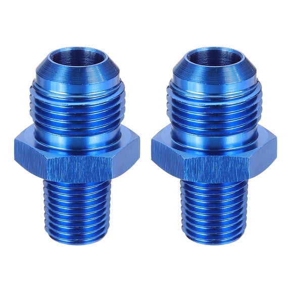 2 Pack 8AN Male Flare to 1/4" NPT Pipe Fitting, Aluminum Straight Male Union Coupler Connector Fuel Hose Adapter for Automotive, Blue