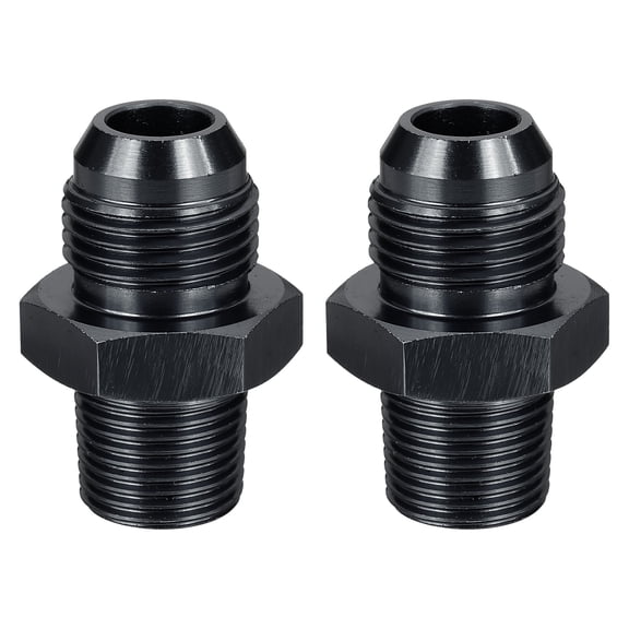 2 Pack 8AN Male Flare to 3/8" NPT Pipe Fitting, Aluminum Straight Male Union Coupler Connector Fuel Hose Adapter for Automotive, Black