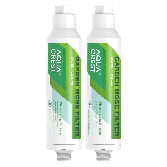 2 Pack AQUA CREST Garden Hose Water Filter, Compatible with Mist Cooling System Improve Plants Health, Greatly Reduces Chlorine, Odor, Calcium
